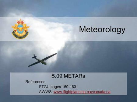 Meteorology 5.09 METARs References: FTGU pages