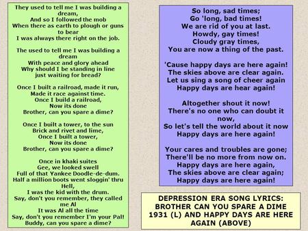 Brother Can You Spare A Dime Lyrics Meaning Brother Can You Spare A Dime Ppt Download