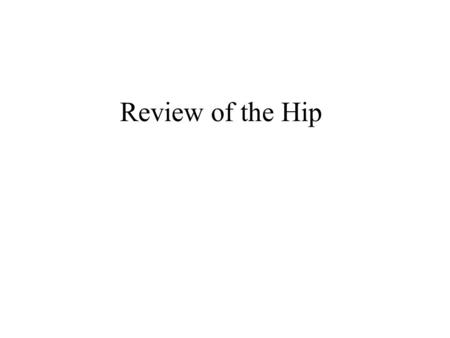 Review of the Hip.