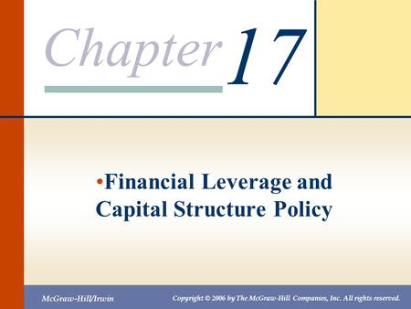 Financial Leverage and Capital Structure Policy