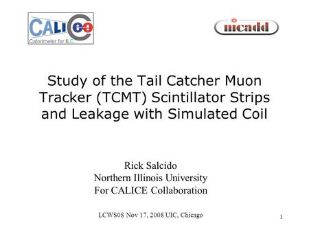 1 Study of the Tail Catcher Muon Tracker (TCMT) Scintillator Strips and Leakage with Simulated Coil Rick Salcido Northern Illinois University For CALICE.