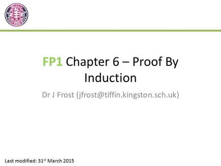 FP1 Chapter 6 – Proof By Induction