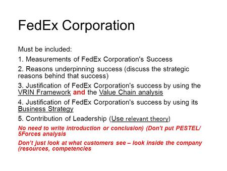 FedEx Corporation Must be included:
