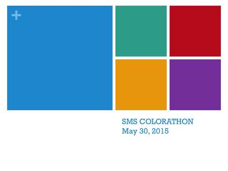 + SMS COLORATHON May 30, 2015. + Grade 8 Service Project 95 Students Involved 10 Different Committees 3K Run/Walk Service Colors May 30 th 2015 9am.