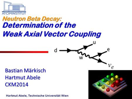 Hartmut Abele, Technische Universität Wien Bastian Märkisch Hartmut Abele CKM2014 Neutron Beta Decay: Determination of the Weak Axial Vector Coupling.