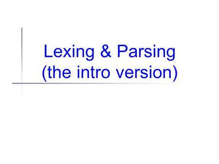 Lexing & Parsing (the intro version). What you have Input is string (via JTextField.getText() ) “(Lane OR Brown) AND (CS351 OR Java)” Useful to transform.