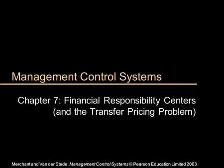 Management Control Systems