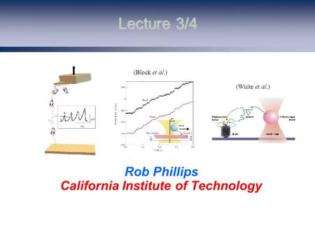 Lecture 3/4 Rob Phillips California Institute of Technology (Block et al.) (Wuite et al.)