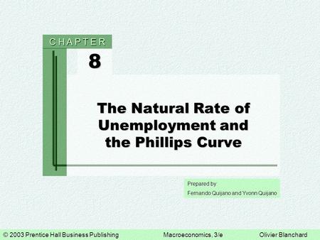 © 2003 Prentice Hall Business PublishingMacroeconomics, 3/eOlivier Blanchard Prepared by: Fernando Quijano and Yvonn Quijano 8 C H A P T E R The Natural.