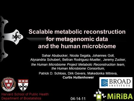 Scalable metabolic reconstruction for metagenomic data and the human microbiome Sahar Abubucker, Nicola Segata, Johannes Goll, Alyxandria Schubert, Beltran.