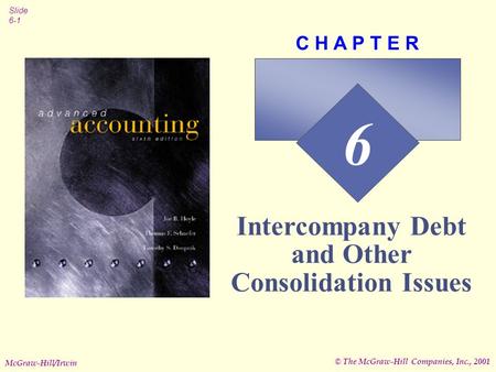 © The McGraw-Hill Companies, Inc., 2001 Slide 6-1 McGraw-Hill/Irwin 6 C H A P T E R Intercompany Debt and Other Consolidation Issues.