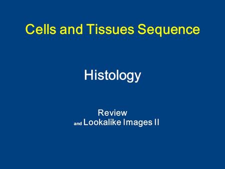 Cells and Tissues Sequence Histology Review and Lookalike Images II.