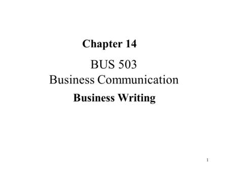 BUS 503 Business Communication