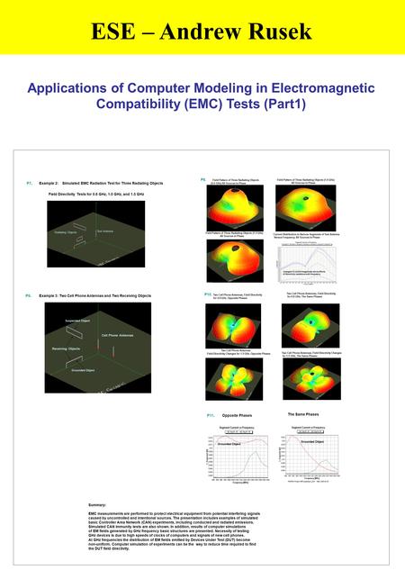ESE – Andrew Rusek Applications of Computer Modeling in Electromagnetic Compatibility (EMC) Tests (Part1) P8. Field Pattern of Three Radiating.