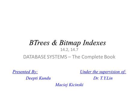 BTrees & Bitmap Indexes