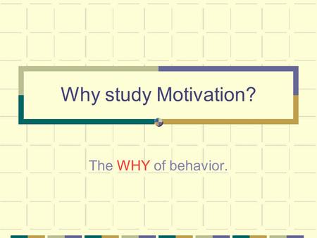 Why study Motivation? The WHY of behavior.. Central to Psychology See a behavior Looting in New Orleans Why did they do that? Hungry? Taking advantage.