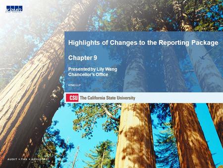 Highlights of Changes to the Reporting Package Chapter 9 Presented by Lily Wang Chancellor’s Office KPMG LLP.