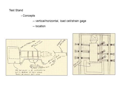 Test Stand - Concepts -- vertical/horizontal, load cell/strain gage -- location.