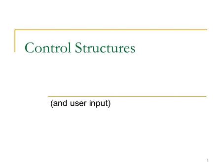 1 Control Structures (and user input). 2 Flow of Control The order statements are executed is called flow of control By default, statements in a method.