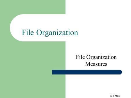 A. Frank File Organization File Organization Measures.