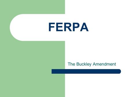 FERPA The Buckley Amendment. What is FERPA? Family Educational Rights and Privacy Act.