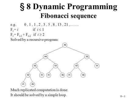 § 8 Dynamic Programming Fibonacci sequence