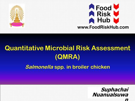 1 Quantitative Microbial Risk Assessment (QMRA) Salmonella spp. in broiler chicken Suphachai Nuanualsuwa n DVM, MPVM, PhD.