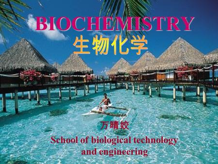 BIOCHEMISTRY 万晴姣 School of biological technology and engineering.