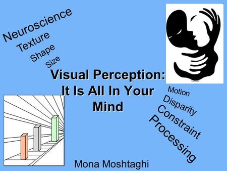 Visual Perception: It Is All In Your Mind Mona Moshtaghi Neuroscience Texture Shape Size Disparity Motion Processing Constraint.
