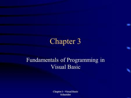 Fundamentals of Programming in Visual Basic