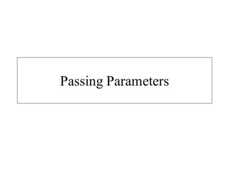 Passing Parameters. Different Techniques Pass by Value Pass by Reference Pass by Result Pass by Value-Result Pass by Name.