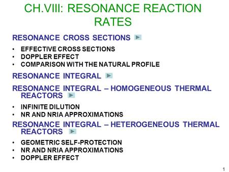 CH.VIII: RESONANCE REACTION RATES