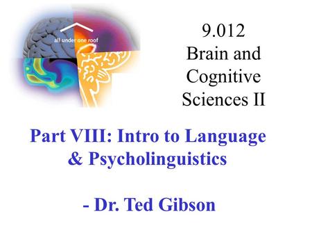 9.012 Brain and Cognitive Sciences II Part VIII: Intro to Language & Psycholinguistics - Dr. Ted Gibson.