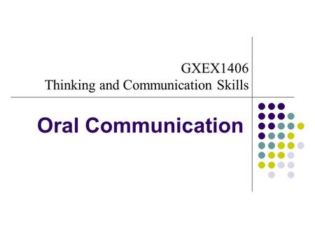 GXEX1406 Thinking and Communication Skills