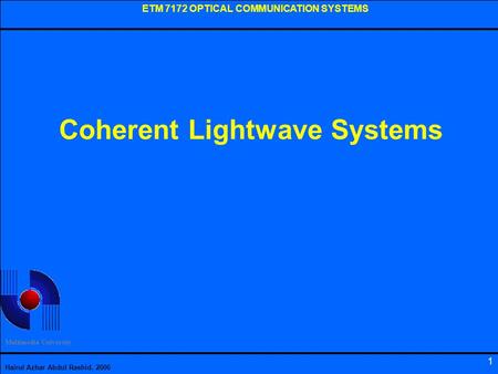 Coherent Lightwave Systems