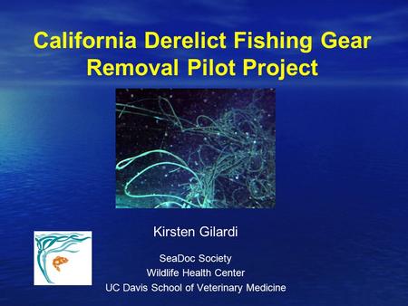 California Derelict Fishing Gear Removal Pilot Project Kirsten Gilardi SeaDoc Society Wildlife Health Center UC Davis School of Veterinary Medicine.