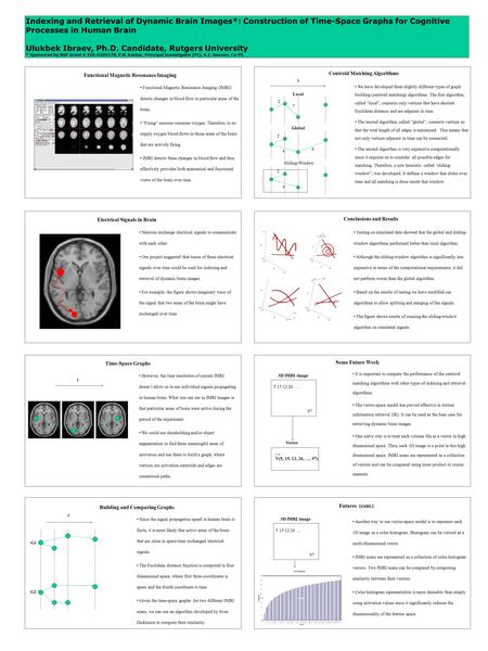 Indexing and Retrieval of Dynamic Brain Images*: Construction of Time-Space Graphs for Cognitive Processes in Human Brain Ulukbek Ibraev, Ph.D. Candidate,