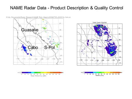 Cabo Guasave S-Pol NAME Radar Data - Product Description & Quality Control.