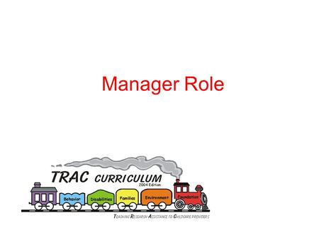 Manager Role.  A flexible approach to assisting with the maintenance of a busy preschool learning environment  A staff person is identified as the manager.