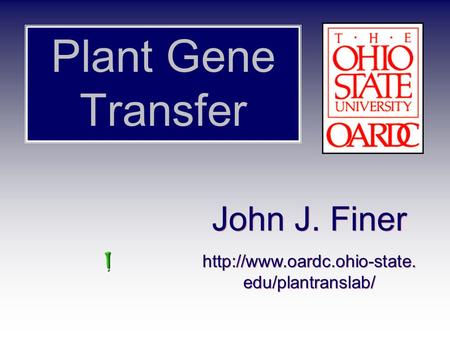 Plant Gene Transfer John J. Finer  edu/plantranslab/