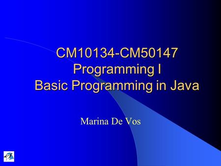 CM10134-CM50147 Programming I Basic Programming in Java Marina De Vos.