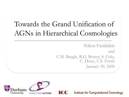 Towards the Grand Unification of AGNs in Hierarchical Cosmologies Nikos Fanidakis and C.M. Baugh, R.G. Bower, S. Cole, C. Done, C.S. Frenk January 30,