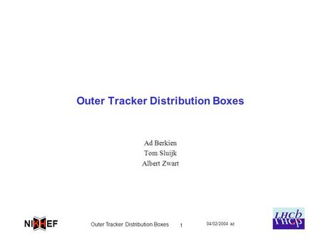 04/02/2004 az Outer Tracker Distribution Boxes 1 EFNI H K Outer Tracker Distribution Boxes Ad Berkien Tom Sluijk Albert Zwart.