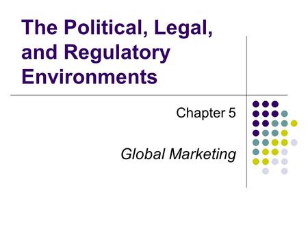 The Political, Legal, and Regulatory Environments