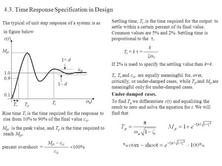 4.3. Time Response Specification in Design