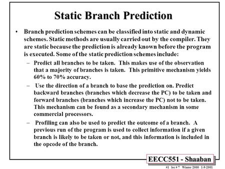 Static Branch Prediction