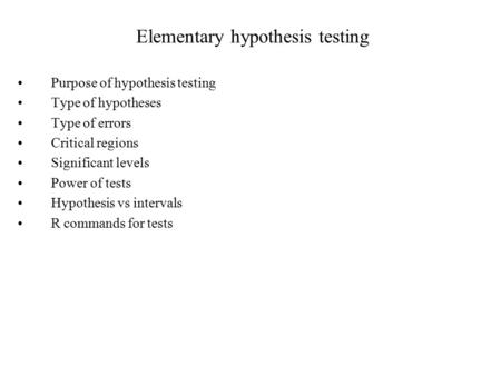 Elementary hypothesis testing