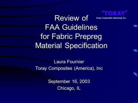 Review of FAA Guidelines for Fabric Prepreg Material Specification