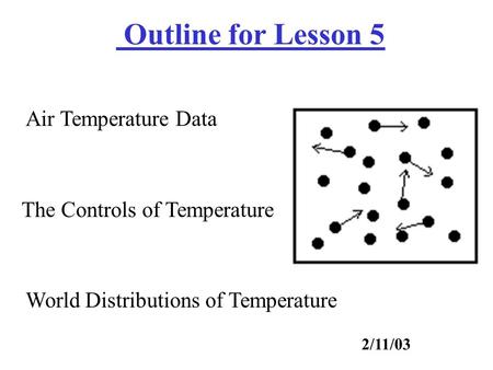 Air Temperature Data The Controls of Temperature Outline for Lesson 5 2/11/03 World Distributions of Temperature.