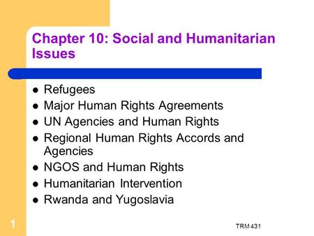 Chapter 10: Social and Humanitarian Issues